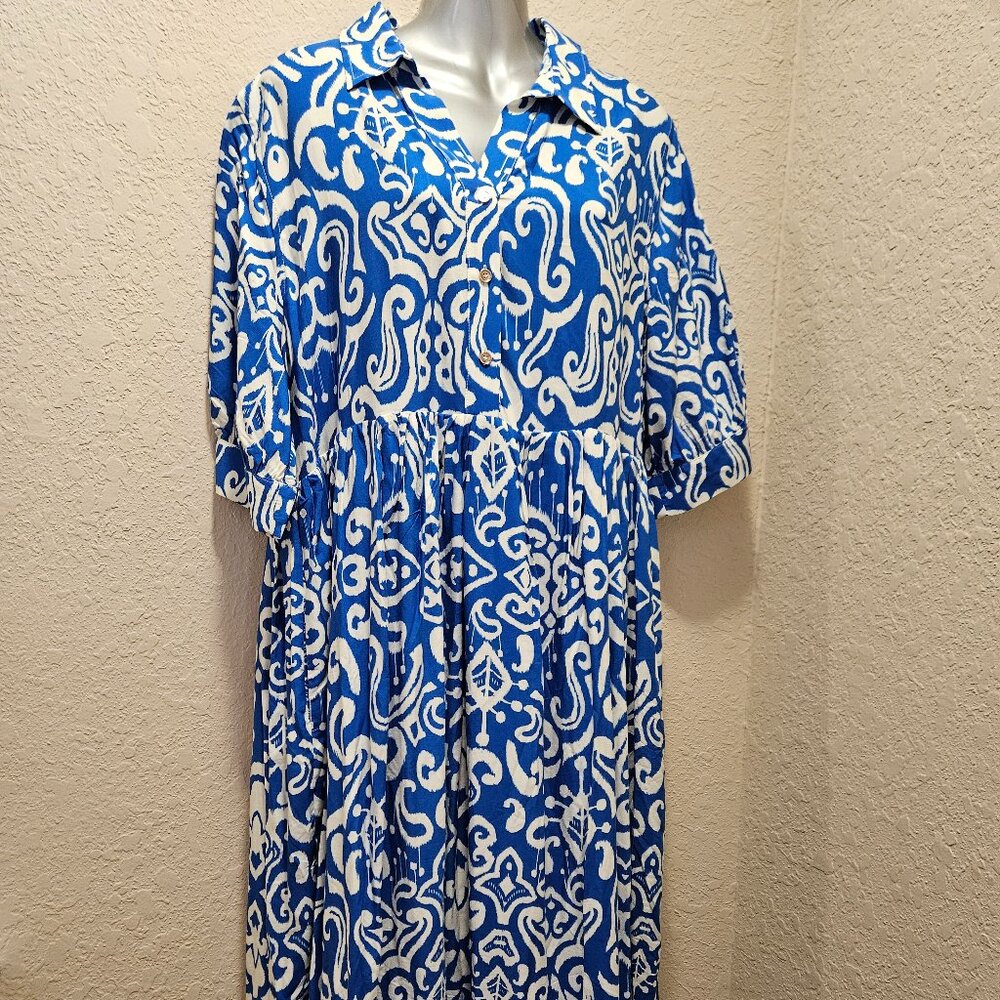 NWT Entro Blue Paisley Dress